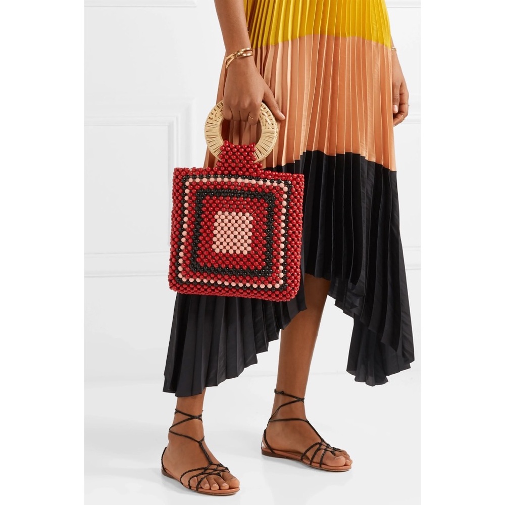 🤑📦 ULLA JOHNSON Keya Mini Beaded Tote in Red
